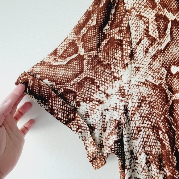 NWT River Island animal snake print dress color brown and cream size xl - Picture 4 of 5